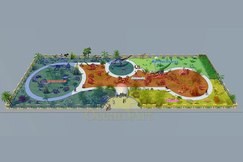 依照恐龙时期别离设计的成效图